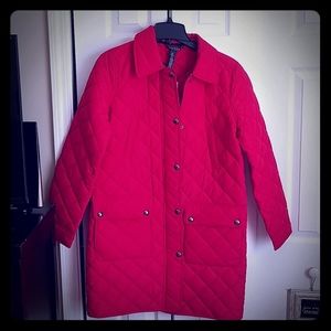 Red LRL with gunmetal colored buttons and zipper